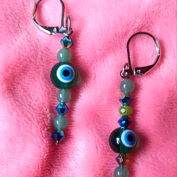 🍒 Dangle Handcrafted The Eys Have It Earrings With 925 Hooks - Picture 1 of 3